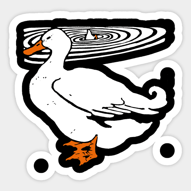 Victorian Ducks in Pond Sticker by Pixelchicken